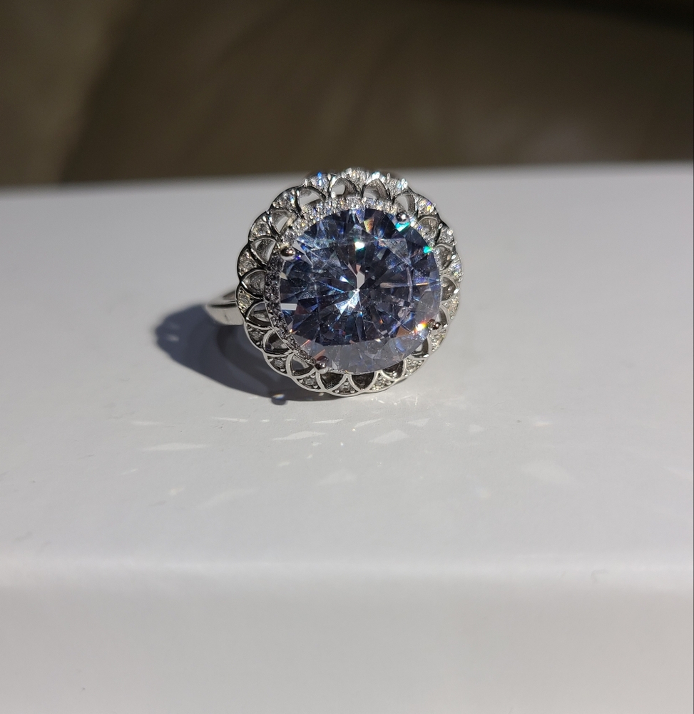 Elegant Sterling Silver Cz Size 9 Ring